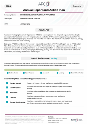Image of Schneider Electric Australia APCO Annual Report and Action Plan