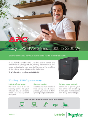 Image of APC Easy UPS BVG Global Brochure - 600 to 2200VA