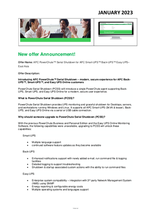 Obraz APC PowerChute™ Serial Shutdown for APC Smart-UPS™ Back-UPS™ Easy UPS–East Asia