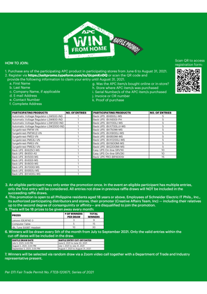 Image of APC Win From Home Raffle Promo 2021