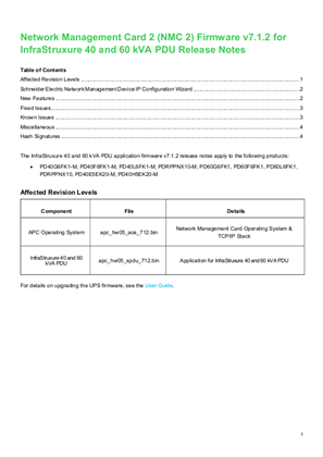 Image of Network Management Card v7.1.2 InfraStruXure PDU (XPDU) Firmware Executable