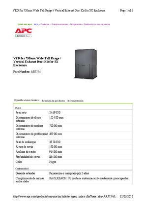 Imagen de VED for 750mm Wide Tall Range / Vertical Exhaust Duct Kit for SX Enclosure