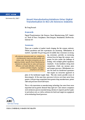 Image of Smart Manufacturing Solutions DriveDigital Transformation in the Life SciencesIndustry