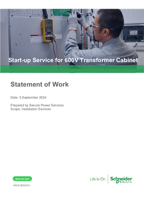 イメージ Start-up Service for 600V Transformer Cabinet, Statement of Work