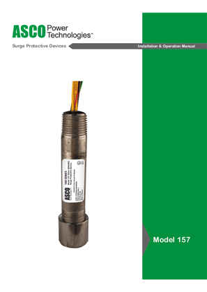 Image of ASCO Model 157 Surge Protective Devices Installation and Operation Manual