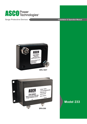 Image de ASCO Model 233 Surge Protective Devices Installation and Operation Manual