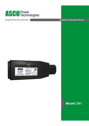 Image de ASCO Model 241 Surge Protective Devices Installation and Operation Manual