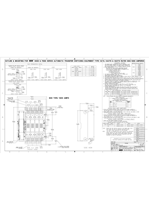 Outline Drawing | ASCO 4000 & 7000 SERIES Transfer Switch | 600 - 1200 Amps | Frame H | 713200-002-A (IEC Metric)