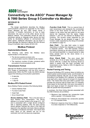 Image of Operators Manual | Modbus Connectivity for Power Manager XP & 7000 SERIES Group 5 Controller | 381339-221