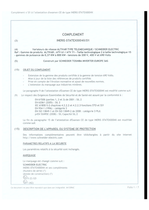 Image of ATV61 71 ATEX CERTIFICATE