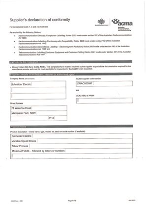 Atv630 Rcm Certificate Schneider Electric