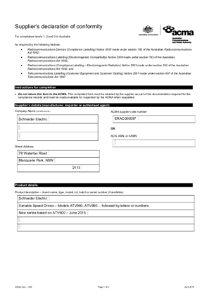 Image of ATV960-980 RCM CERTIFICATE