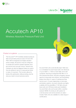 Image of Accutech AP10 Wireless Absolute Pressure Field Unit DS A4