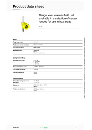 Image of Product Data Sheet