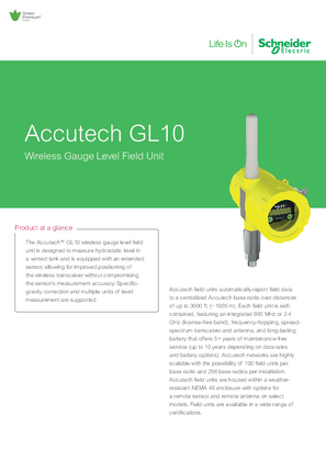 Image of Accutech GL10 Wireless Gauge Level Field Unit Datasheet A4