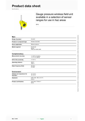 Image of Product Data Sheet