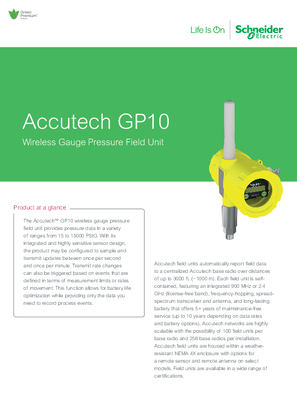 Image of Accutech GP10 Wireless Gauge Pressure Field Unit DS A4