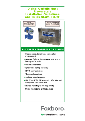 Image of Digital Coriolis Mass Flowmeters Installation Guidelines and Quick Start - HART