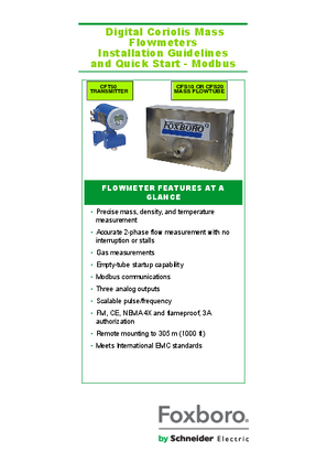 Image of Digital Coriolis Mass Flowmeters Installation Guidelines and Quick Start - Modbus