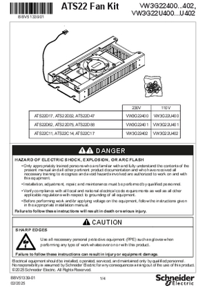 Image of Instruction Sheet - FAN KIT ATS22 - VW3G22.400...402