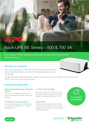 Image of APC Back-UPS BE 500-700VA Brochure (120V)