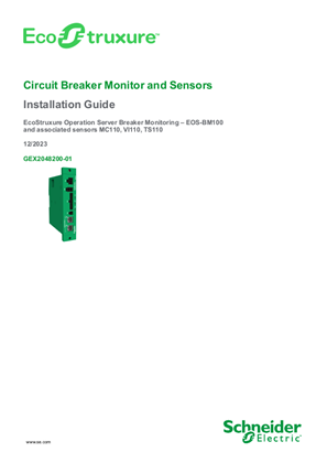 Image of Circuit Breaker Monitor and Sensors Installation Guide