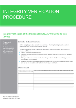 的映像 Modicon M580 BMENUA0100 firmware history SV2.03.04