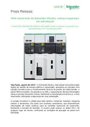Imagem de SM6 Connected, da Schneider Electric, reforça segurança em subestação