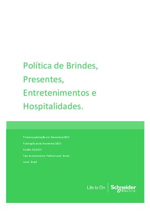 Política de Brindes, Presentes, Entretenimentos e Hospitalidades ...