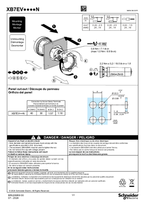 イメージ XB7EV-N - Monolithic Pilot Ligth, Instruction Sheet