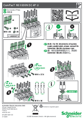 Image de ComPacT NSX 630N DC 4P U - Connection Plate - Instruction Sheet