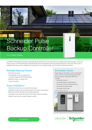 Image of Schneider Pulse Backup Controller Datasheet_US