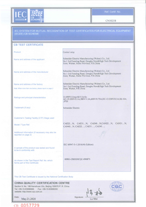的映像 CB Certificate TeSys EasyPact CAE,CAN
