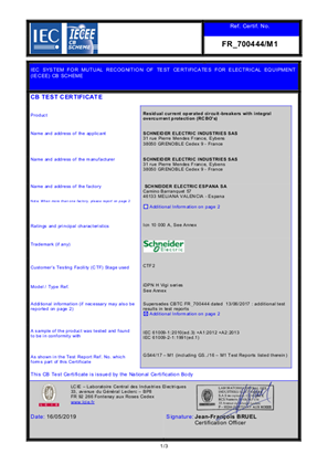 Image of LCIE certificate