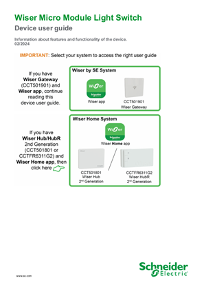 Image of Wiser Micro Module Light Switch - Device user guide
