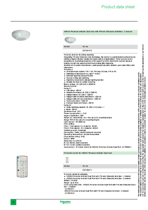 的映像 ARGUS Presence detector Dual-Tech with PIR and Ultrasonic detection - 2 channel/IR remote control-Technical leaflet
