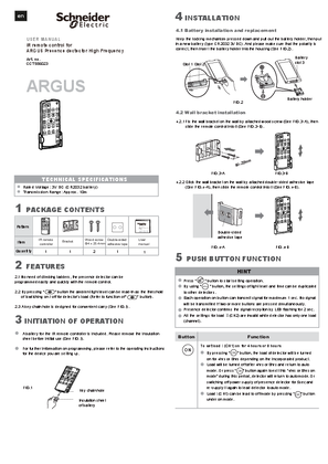 이미지 IR remote control for ARGUS HF High Bay user manual