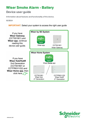 Kuva kohteesta Wiser Smoke Alarm - Battery - Device user guide