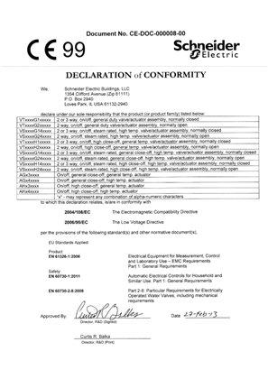 Image of AG, AH, VT, VS Actuators Declaration of Conformity