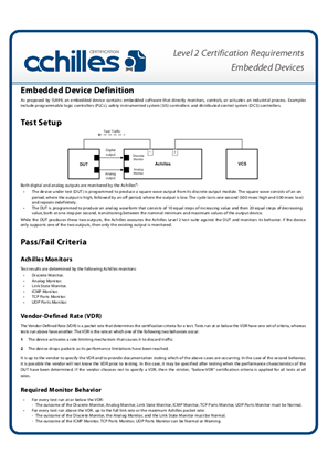Image of Achilles Certification Level 2 Requirements - Embedded Device