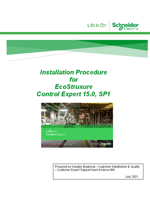 Image of EcoStruxure Control Expert V15.0 SP1 installation procedure