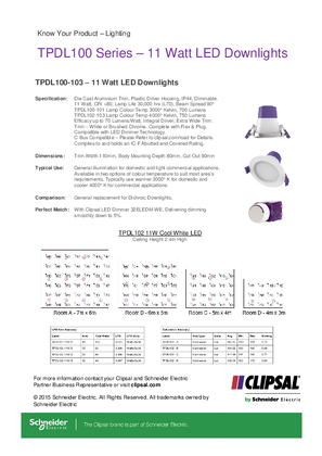 Image of Know Your Product – Lighting - TPDL100 Series - 11 Watt LED Downligts