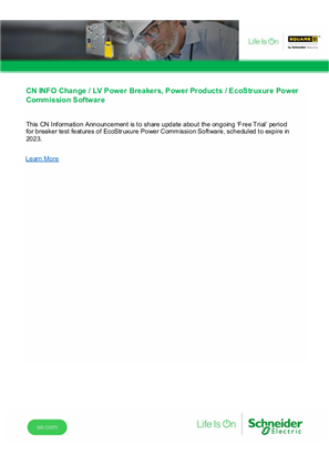 Image of CN INFO Change - LV Power Breakers - Power Products - EcoStruxure Power Commission Software