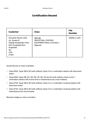 Image of 8538S/8539S, Certificate, CSA