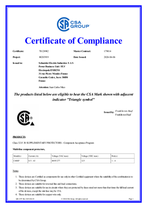 M9f22306 Multi9 C60sp Mcb 3p 6 A C Curve 480y 277 V 10 Ka Ul 1077 Schneider Electric Usa