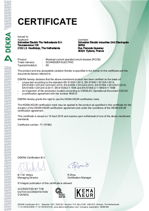Image of KEMA certificate