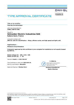 Image of DNV-GL certifcate