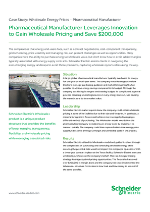 イメージ Case Study: Wholesale Energy Prices – Pharmaceutical Manufacturer