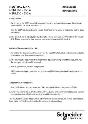 Image of NSNL250 Instruction Sheet
