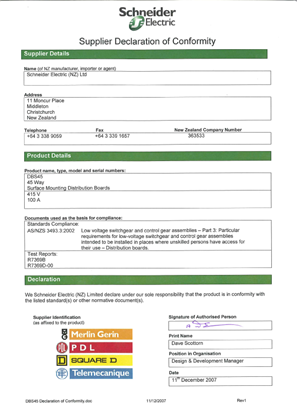 Image of Superboard Series, DBS45, Declaration of Conformity